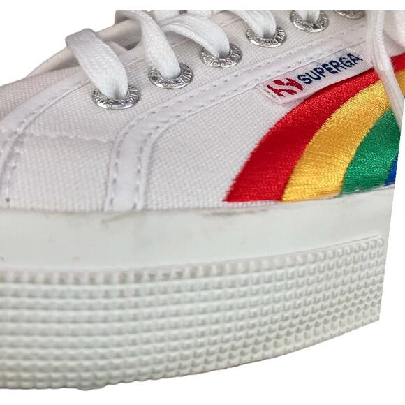 Superga Rainbow Embroidery Trainers White Size 9 W/7.5M - Picture 7 of 8